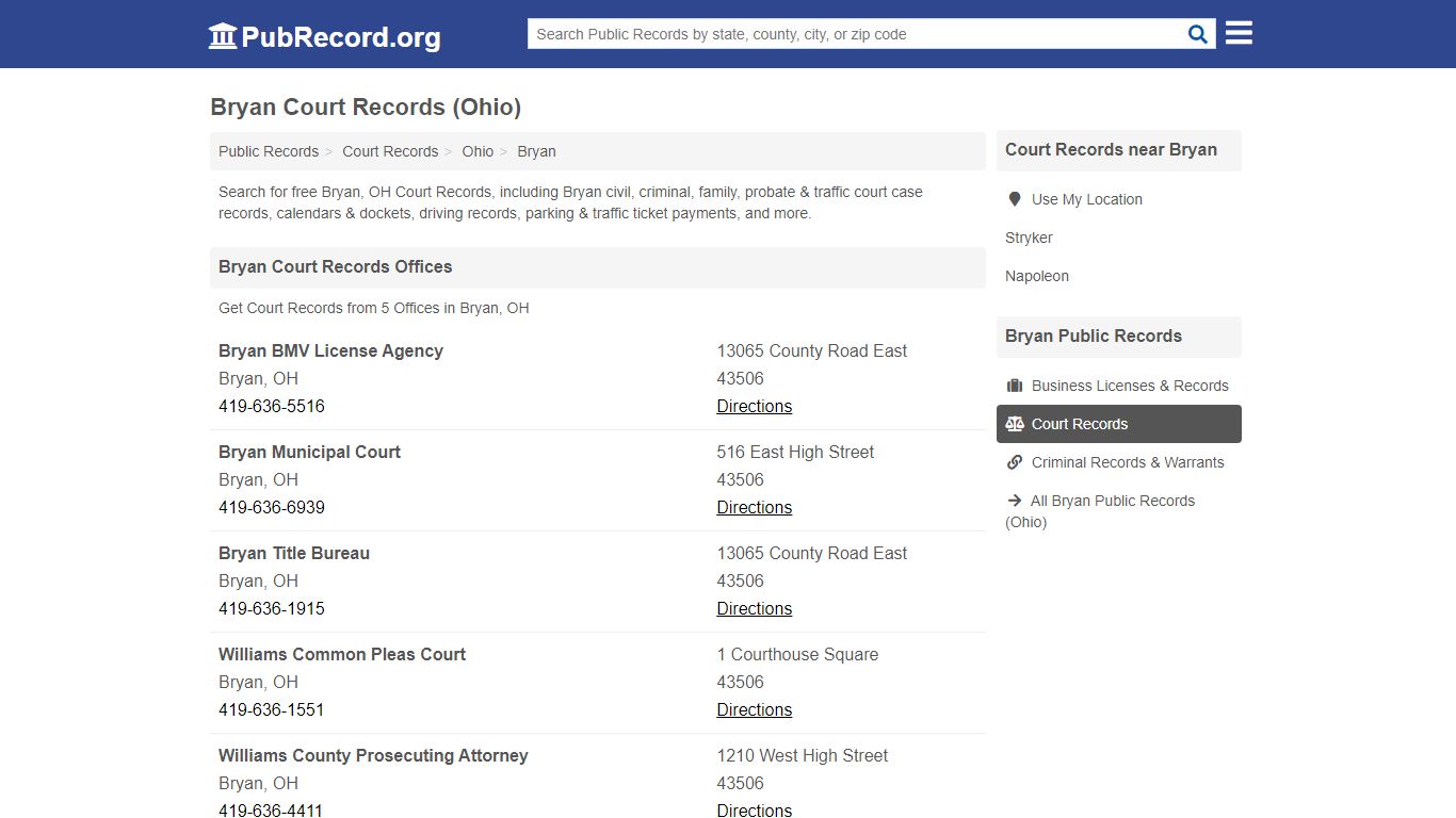 Free Bryan Court Records (Ohio Court Records) - PubRecord.org