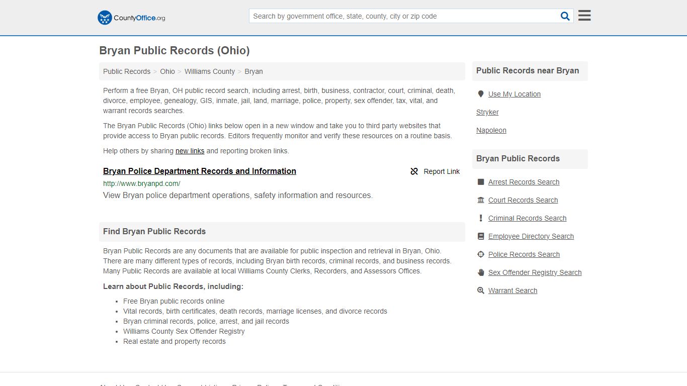 Bryan Public Records (Ohio) - County Office
